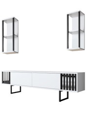 Hanah Home Chrome Line Mueble de TV Blanco y Negro